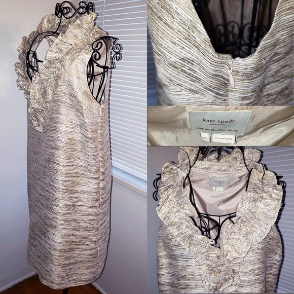 kate spade Dresses & Skirts - *SOLD* Kate Spade Gold Metallic Cocktail Dress Sleeveless Holiday Mini